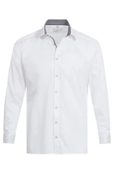 GREIFF Langarmhemd Corporate Hemd PREMIUM Herren OEKO TEX Regular Weiß/Grau (39/40)