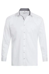 Langarmhemd Corporate Hemd PREMIUM Herren OEKO TEX Regular Wei/Grau 39/40