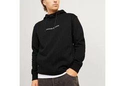 Jack & Jones Kapuzensweatshirt JJTree Sweat Hood Schwarz/Grau/Rot/Gelb