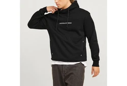 Jack & Jones Kapuzensweatshirt JJTree Sweat Hood Schwarz/Grau/Rot/Gelb