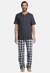 Schiesser Pyjama Night & Home Set Schlafanzug Grau/Blau/Dunkelblau