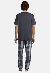 Schiesser Pyjama Night & Home Set Schlafanzug Dunkelblau/Grau/Blau