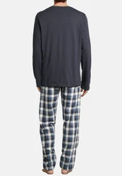 Schiesser Pyjama Night & Home Set Dunkelblau/Grau/Blau