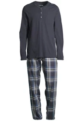 Schiesser Pyjama Night & Home Set Dunkelblau/Blau/Grau