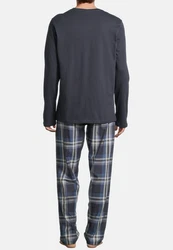 Schiesser Pyjama Night & Home Set Dunkelblau/Blau/Grau