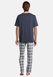 Schiesser Pyjama Night & Home Dunkelblau/Grau/Blau