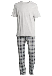 Schiesser Pyjama Night & Home Grau/Hellgrau