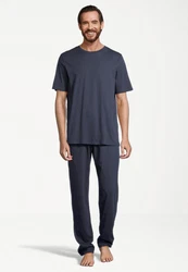 Schiesser Pyjama Night & Home Dunkelblau/Grau/Blau/Dunkelgrau