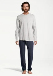 Schiesser Pyjama Night & Home Grau/Hellgrau/Khaki/Dunkelblau