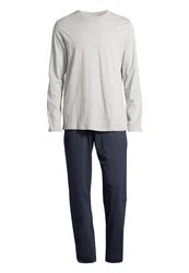 Schiesser Pyjama Night & Home Grau/Hellgrau/Khaki/Dunkelblau