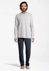 Schiesser Pyjama Night & Home Grau/Hellgrau/Khaki/Dunkelblau