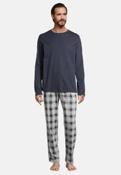 Schiesser Pyjama Night & Home Dunkelblau/Grau