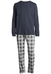Schiesser Pyjama Night & Home Dunkelblau/Grau