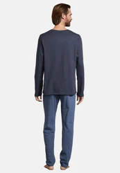 Schiesser Pyjama Night & Home Dunkelblau/Blau/Grau