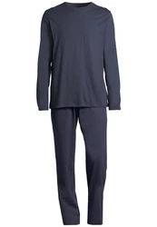 Schiesser Pyjama Night & Home Dunkelblau/Blau/Grau