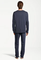 Schiesser Pyjama Night & Home Dunkelblau/Blau/Grau