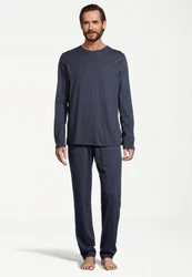Schiesser Pyjama Night & Home Dunkelblau/Blau/Grau