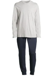 Schiesser Pyjama Night & Home Set Grau/Dunkelblau/Khaki/Hellgrau