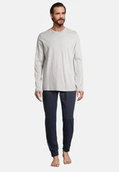 Schiesser Pyjama Night & Home Set Grau/Dunkelblau/Khaki/Hellgrau