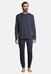 Schiesser Pyjama Night & Home Set Dunkelblau/Grau/Blau