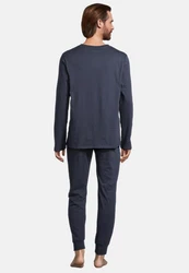 Schiesser Pyjama Night & Home Set Dunkelblau/Grau/Blau
