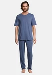 Schiesser Pyjama Night & Home Schlafanzug Blau/Grau/Hellblau/Dunkelblau