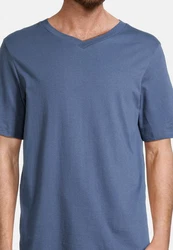Schiesser Pyjama Night & Home Schlafanzug Grau/Dunkelblau/Blau