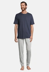 Schiesser Pyjama Night & Home Set Grau/Dunkelblau