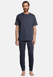 Schiesser Pyjama Night & Home Set Dunkelblau/Grau