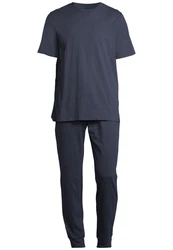 Schiesser Pyjama Night & Home Set Dunkelblau/Grau