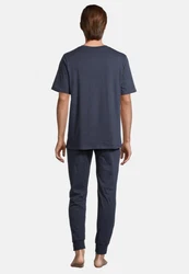 Schiesser Pyjama Night & Home Set Dunkelblau/Grau