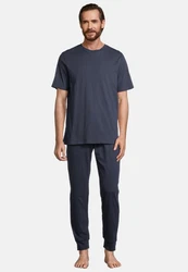 Schiesser Pyjama Night & Home Set Dunkelblau/Grau