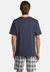 Schiesser Pyjama Night & Home Grau/Dunkelblau/Blau