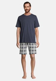Schiesser Pyjama Night & Home Grau/Dunkelblau/Blau Schiesser Pyjama Night & Home Grau/Dunkelblau/Blau