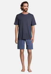 Schiesser Pyjama Night & Home Dunkelblau/Grau/Blau