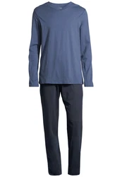 Schiesser Pyjama Night & Home (Set, 2 tlg) Dunkelblau/Grau/Blau