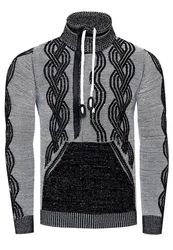 Rusty Neal Strickpullover Design Grau/Orange/Schwarz/Braun/Gelb/Grün