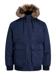 Jack & Jones Bomberjacke JJCONSTRUCT FAUX FUR BOMBER Dunkelblau/Blau