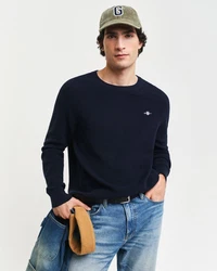 Gant Rundhalspullover COTTON WOOL RIB C-NECK Dunkelblau/Blau/Hellblau/Schwarz