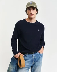 Gant Rundhalspullover COTTON WOOL RIB C-NECK Dunkelblau/Blau/Hellblau/Schwarz