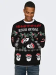 ONLY & SONS Pullover ONSXMAS REG 5 ALLOVER CREW KNIT Schwarz/Rot/Beige