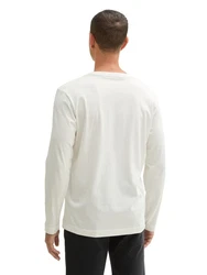 TOM TAILOR Langarmshirt mit Logo-Print Weiß/Khaki/Beige/Schwarz