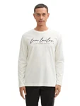 TOM TAILOR Langarmshirt mit Logo-Print Weiß/Khaki/Beige/Schwarz