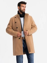 Ombre Herrenmantel mit Stehkragen und asymmetrischer Verschluss Beige/Braun