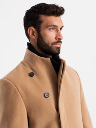 Ombre Herrenmantel mit Stehkragen und asymmetrischer Verschluss Beige/Braun