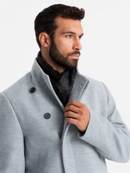 Ombre Herrenmantel mit Stehkragen und asymmetrischer Verschluss Grau