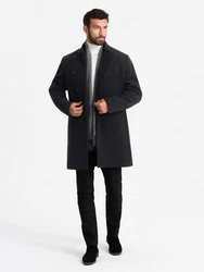 Ombre Herrenmantel mit Stehkragen und asymmetrischer Verschluss schwarz