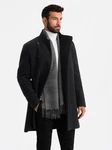 Ombre Herrenmantel mit Stehkragen und asymmetrischer Verschluss schwarz