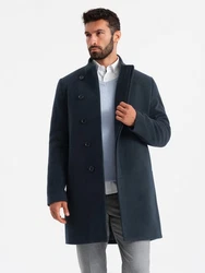 Ombre Herrenmantel mit Stehkragen und asymmetrischer Verschluss Dunkelblau/Hellblau/Blau