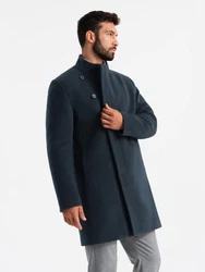 Ombre Herrenmantel mit Stehkragen und asymmetrischer Verschluss Dunkelblau/Hellblau/Blau